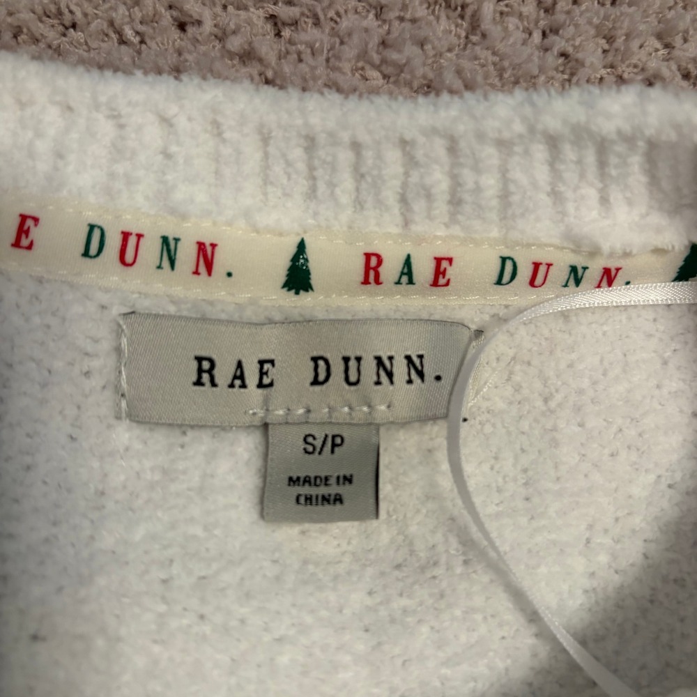 Rae Dunn Holly Jolly White Cable Knit Sweater Womens Small NWT - Picture 4 of 7